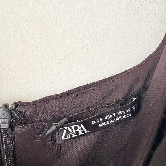 Zara One Shoulder Rhinestone Side Cutout Midi Dress Black Size Small - Picture 9 of 9